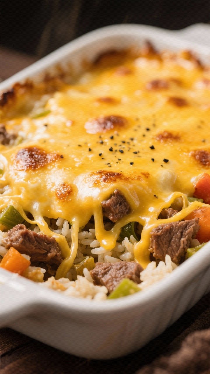 Cheese-melt close-up: Ultra-close detail of the casserole during “cheese time,” showing an even 