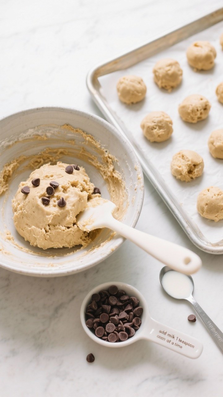Cooking process: Overhead shot of the mixing stage where the combined dough has just reached the rig