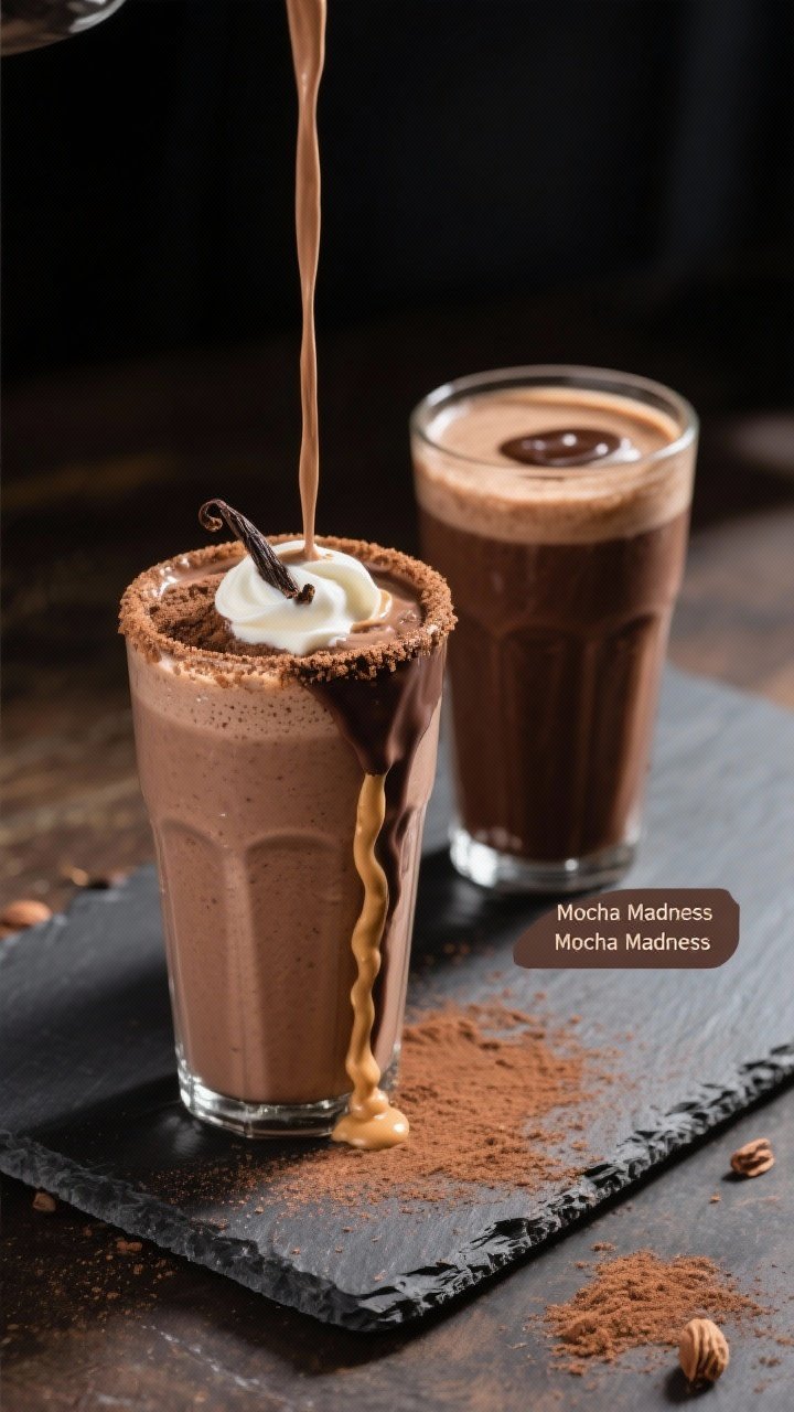 Final dish presentation: Restaurant-quality hero shot of the smoothie styled as a dessert-level shak