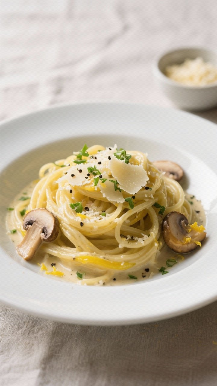 Final plated dish: Restaurant-quality presentation of Creamy Garlic Parmesan Spaghetti Squash in a s