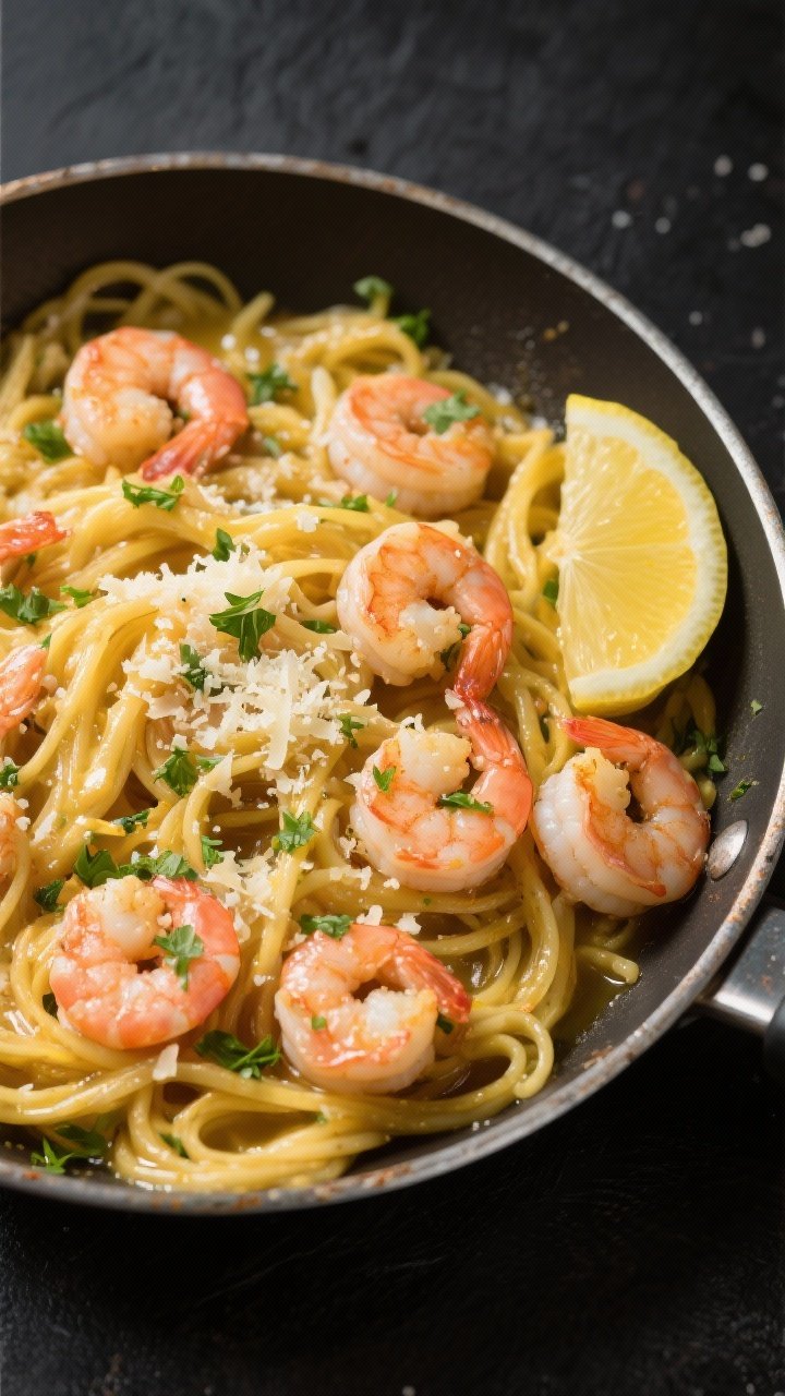 Tasty top view — Marrying the strands and sauce: Overhead shot of spaghetti squash strands tossed 