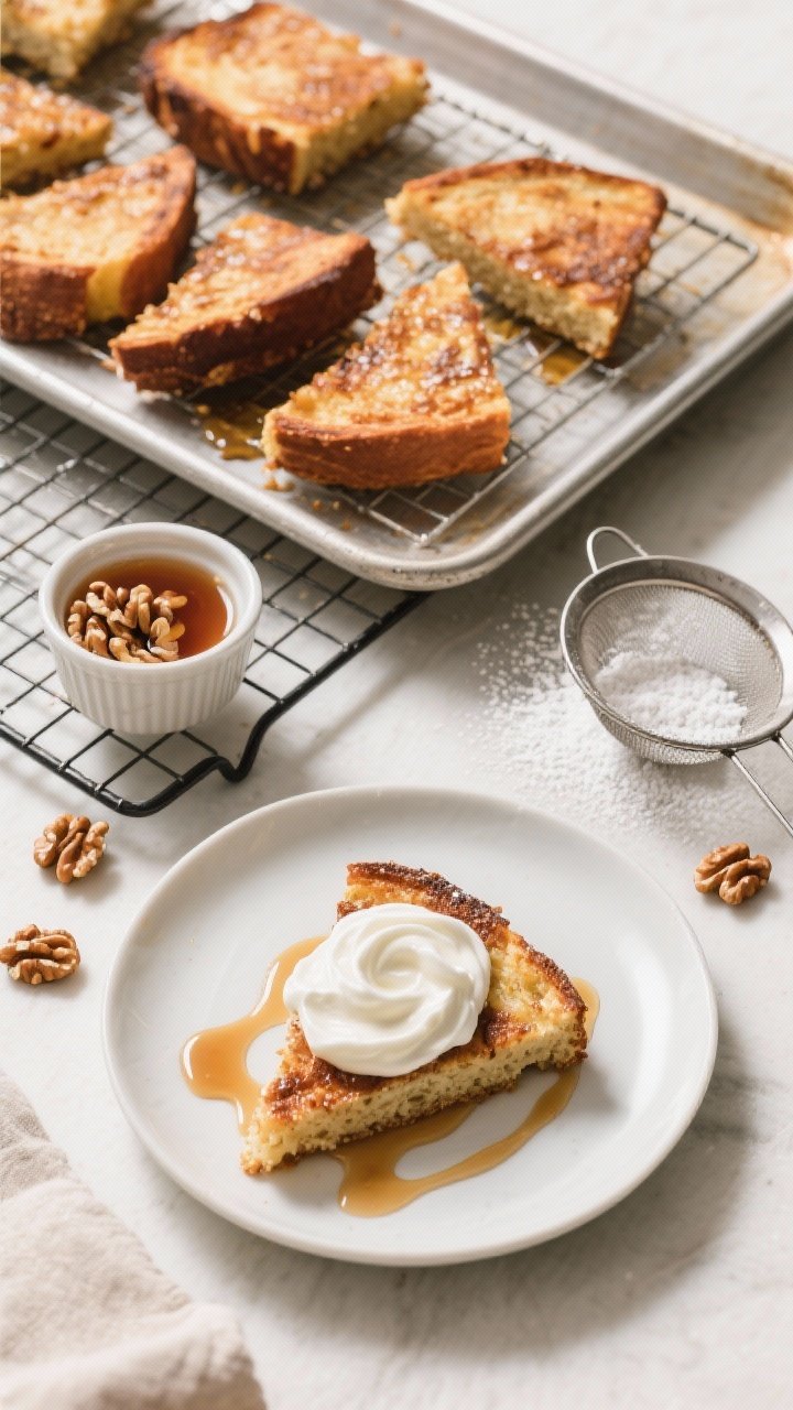 Tasty top view (overhead): Overhead shot of a warm holding setup on a wire rack over a sheet pan wit