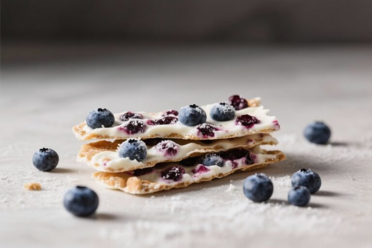 Healthy Blueberry Frozen Yogurt Bark That Tastes Like Dessert But Works Like a Protein Hack