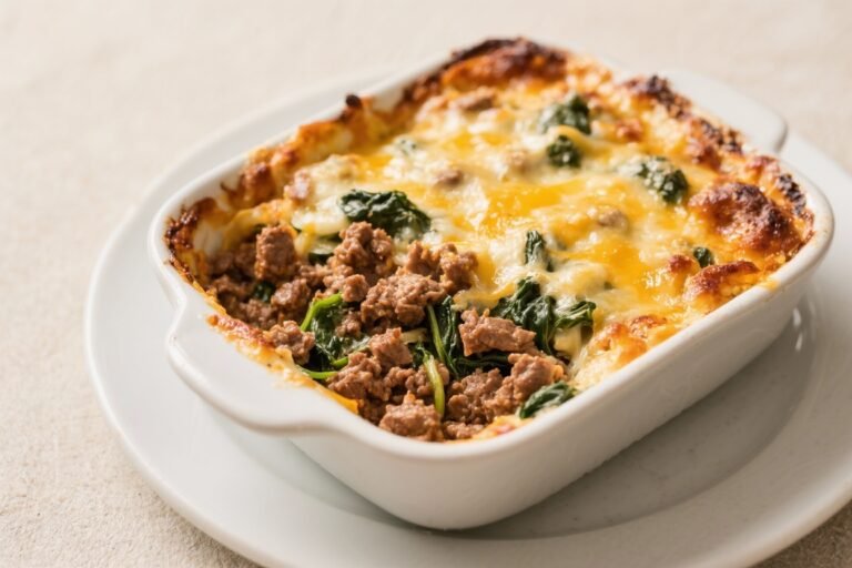 Cheesy Ground Beef and Spinach Casserole That Breaks All the Rules (In the Best Way)