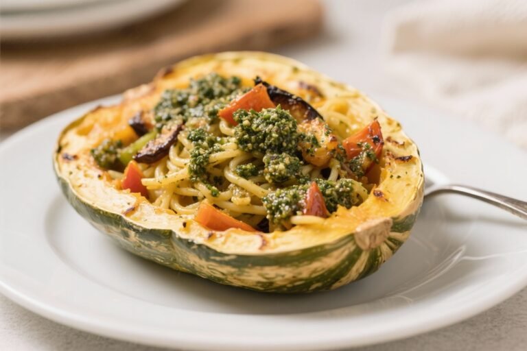 Pesto Roasted Vegetable Spaghetti Squash: The Low-Carb Pasta Swap You’ll Actually Crave