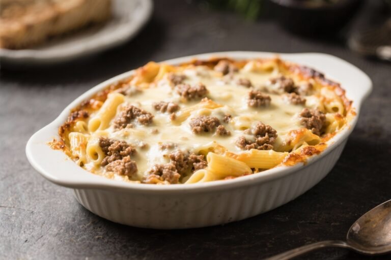 Ground Beef Alfredo Pasta Casserole That Breaks Diets and Wins Tuesdays
