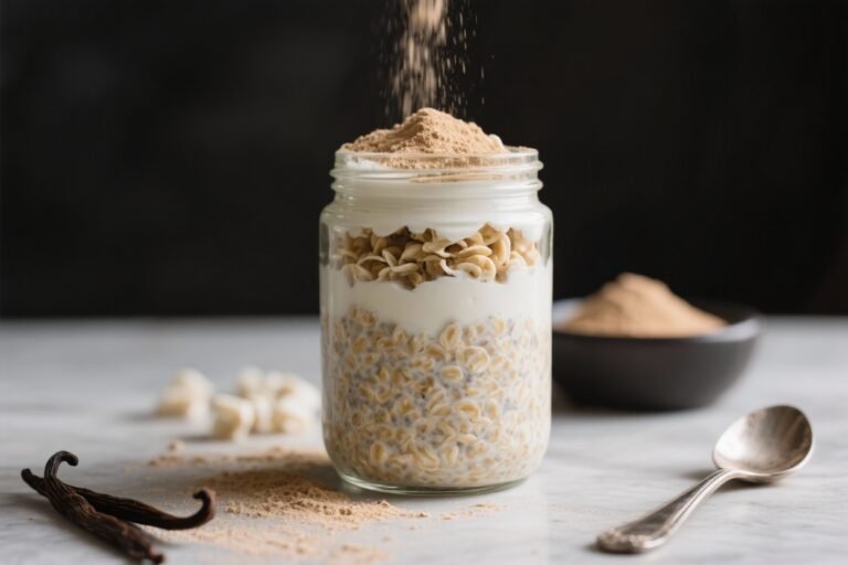 Vanilla Protein Powder Overnight Oats That Taste Like Dessert and Perform Like a Pre-Workout