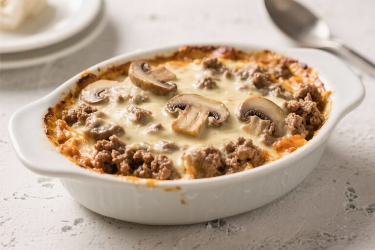 Creamy Mushroom Ground Beef Casserole That Wins Weeknights (and Hearts) Every. Single. Time.
