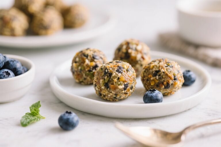 Healthy Blueberry Energy Bites That Taste Like Dessert and Work Like Rocket Fuel