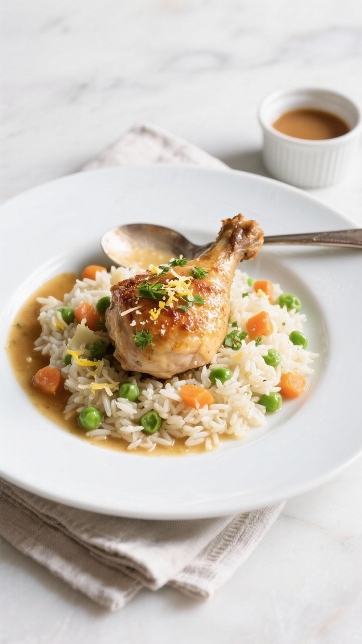 Final plated dish – restaurant-quality presentation: Beautifully plated Baked Creamy Chicken and R