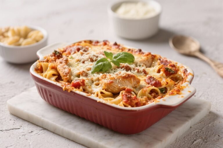 Chicken Parmesan Protein Pasta Bake – Comforting, High-Protein Weeknight Dinner