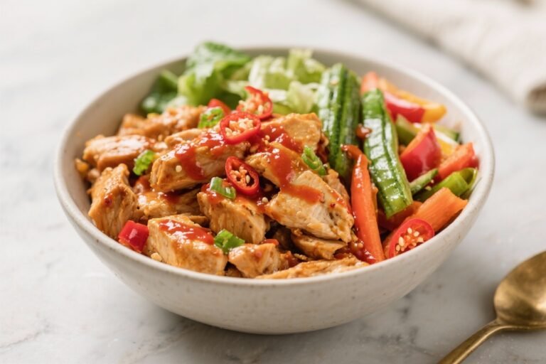 Sriracha Chicken and Veggie Bowl – A Spicy, Fresh Weeknight Favorite