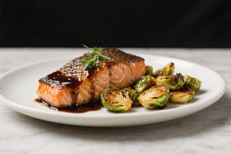 Balsamic Glazed Salmon with Roasted Brussels Sprouts – A Simple, Flavorful Weeknight Dinner