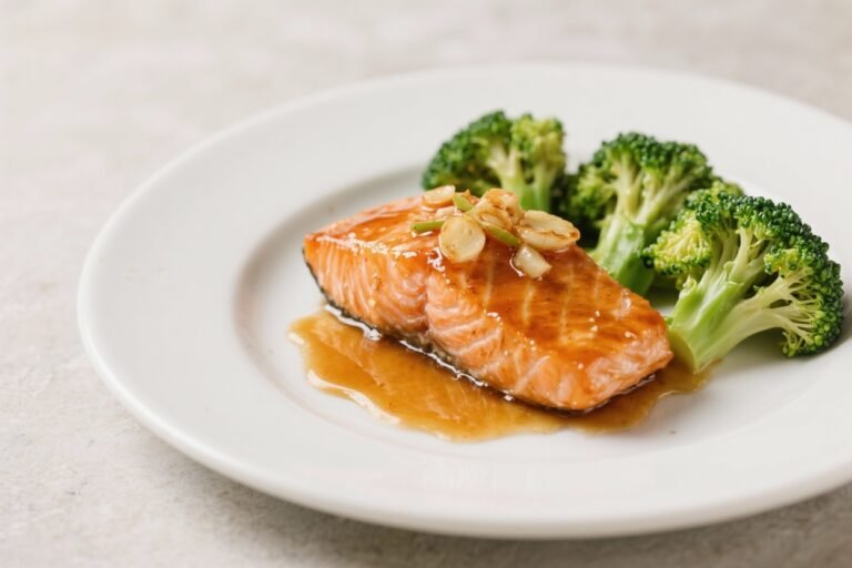Honey Garlic Glazed Salmon with Steamed Broccoli – Easy, Flavorful, and Weeknight-Friendly