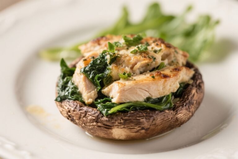 Chicken and Spinach Stuffed Portobello Mushrooms – A Simple, Satisfying Dinner