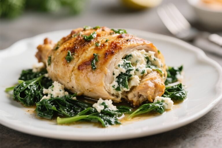 High-Protein Spinach Ricotta Stuffed Chicken – Simple, Juicy, and Satisfying