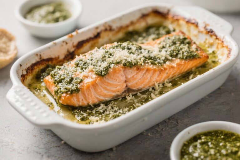 Pesto Parmesan Salmon Bake – Easy, Flavorful, and Weeknight-Friendly
