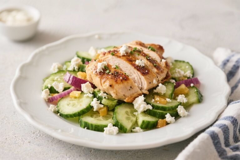 Greek Chicken With Cucumber Feta Salad – Bright, Fresh, and Satisfying
