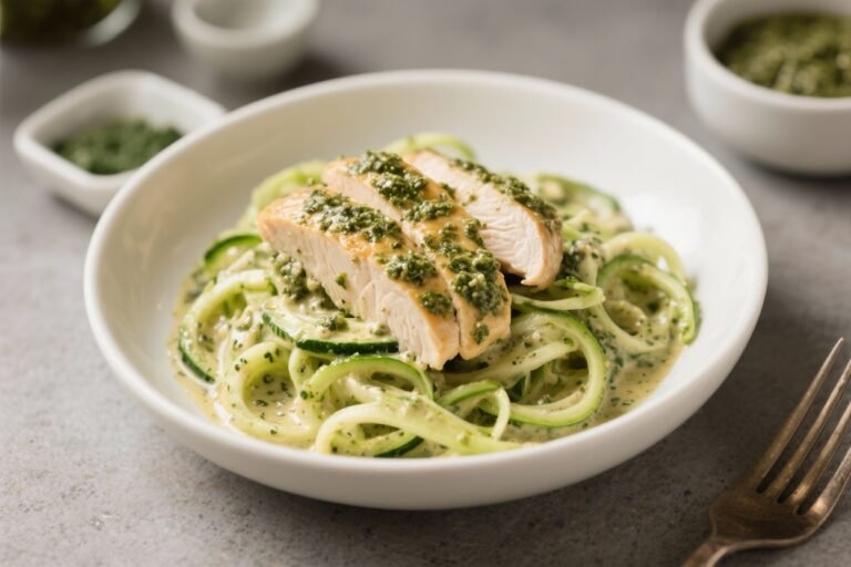 Creamy Pesto Chicken and Zoodles – A Fresh, Comforting Skillet Dinner