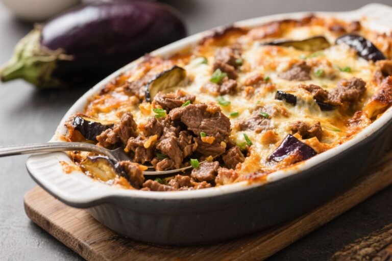 High-Protein Eggplant & Beef Casserole – Comforting, Hearty, and Weeknight-Friendly