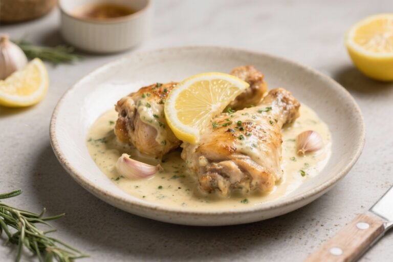 Creamy Lemon Garlic Chicken Thighs – Bright, Comforting, and Easy