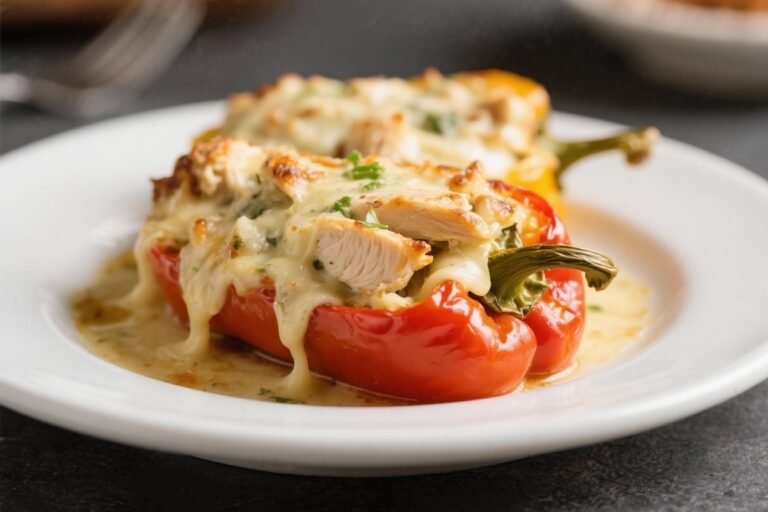 Chicken Alfredo Stuffed Peppers – Creamy, Comforting, and Easy