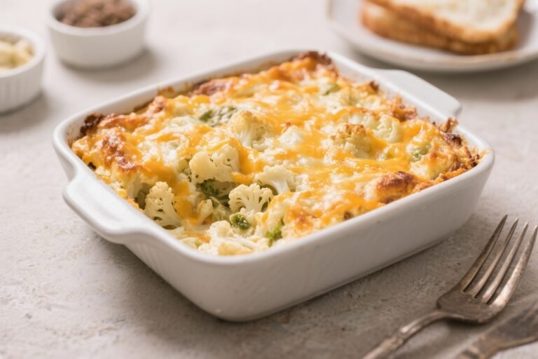 Cheesy Cauliflower Keto Breakfast Casserole – A Cozy, Low-Carb Morning Favorite