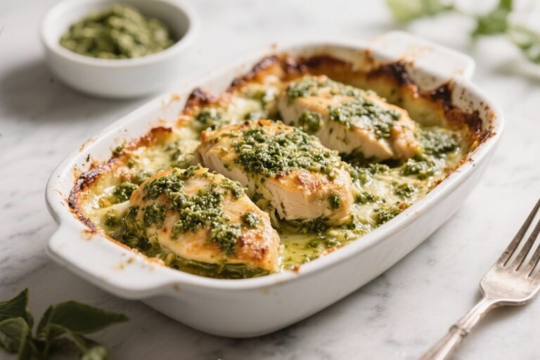 Low-Carb Pesto Chicken Bake – Simple, Flavorful, Weeknight-Friendly