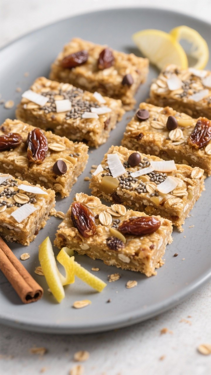 Final dish, close-up detail: Close-up of sliced bars on a cool gray ceramic platter, 12 neat bars wi