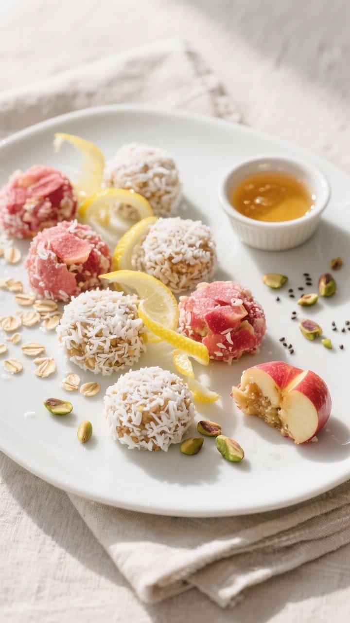 Final dish, top view: Overhead shot of a low, white ceramic platter neatly arranged with chilled Fre