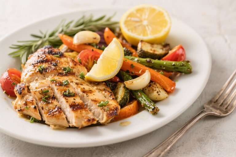 Lemon Garlic Grilled Chicken & Veggies – Bright, Juicy, and Weeknight-Friendly