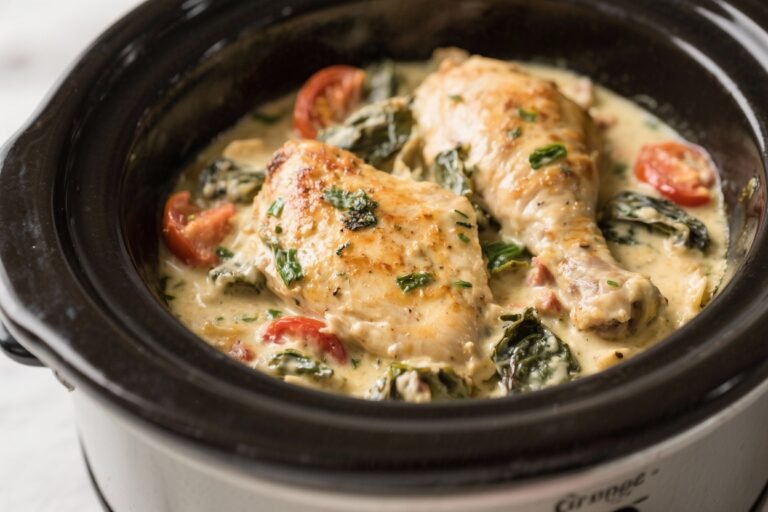 Creamy Tuscan Crockpot Chicken – Cozy, Easy, and Full of Flavor