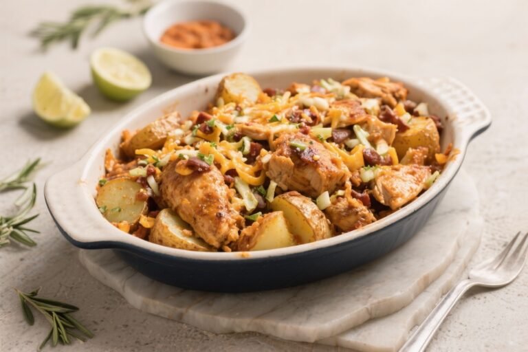 Dump-and-Go Loaded Chicken and Potatoes – A Comforting, Weeknight-Friendly Bake