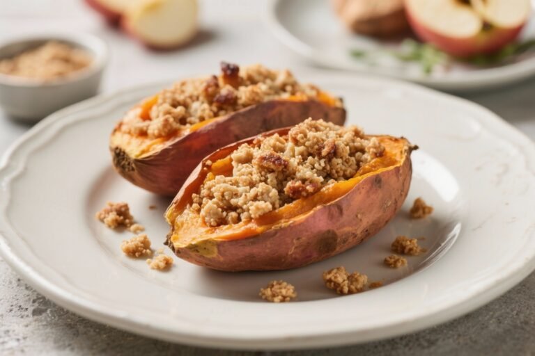 Apple Crumble Stuffed Sweet Potatoes – Cozy, Comforting, and Easy