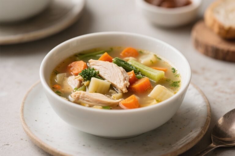 High-Protein Chicken Veggie Soup – Simple, Hearty, and Satisfying
