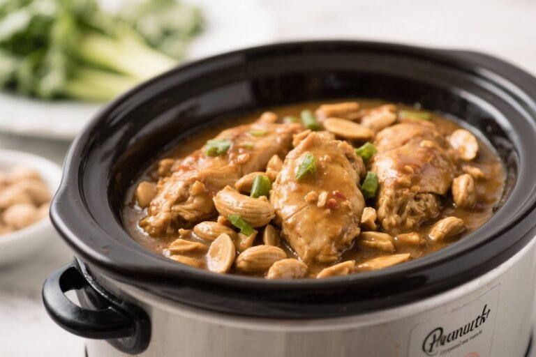 Crockpot Peanut Chicken – Creamy, Cozy, and Weeknight-Friendly