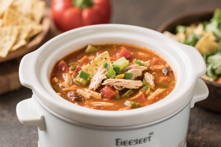 Crockpot Chicken Tortilla Soup – Cozy, Flavorful, and Effortless