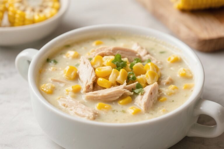 Dump and Go Creamy Corn and Chicken Chowder – Cozy, Easy, and Satisfying
