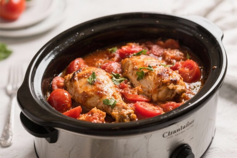 Slow Cooker Italian Chicken with Tomatoes – Cozy, Saucy, and Effortless
