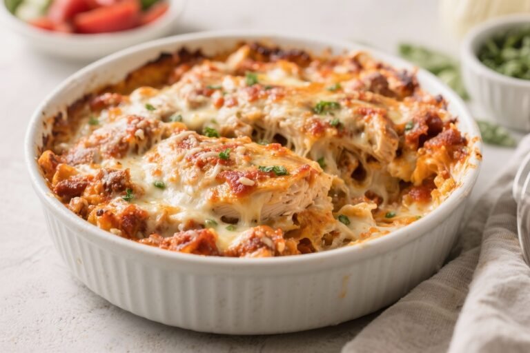 Dump and Go Creamy Chicken Parmesan Casserole – Easy, Comforting, and Crowd-Pleasing