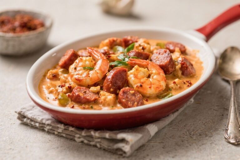 Dump and Go Creamy Cajun Shrimp and Sausage – A Fast, Flavor-Packed Dinner