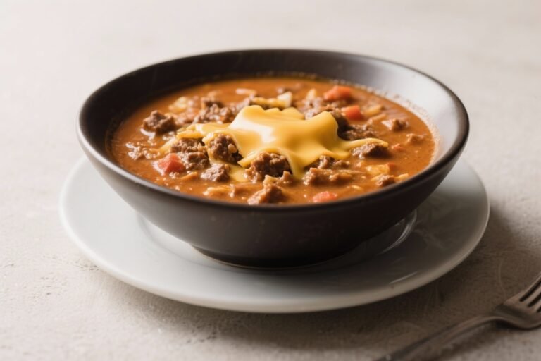 Cheesy Hamburger Soup – Cozy, Hearty, and Comforting