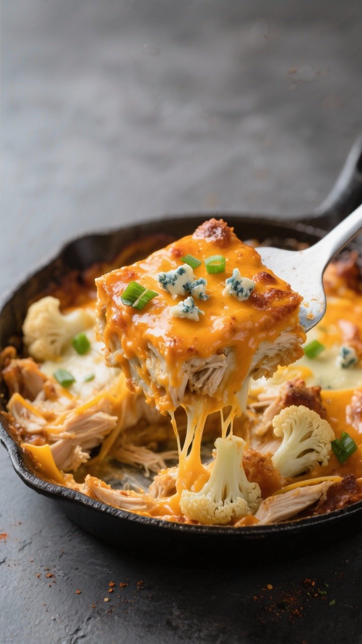 Close-up, three-quarter angle detail of a serving spatula lifting a gooey square of the casserole fr