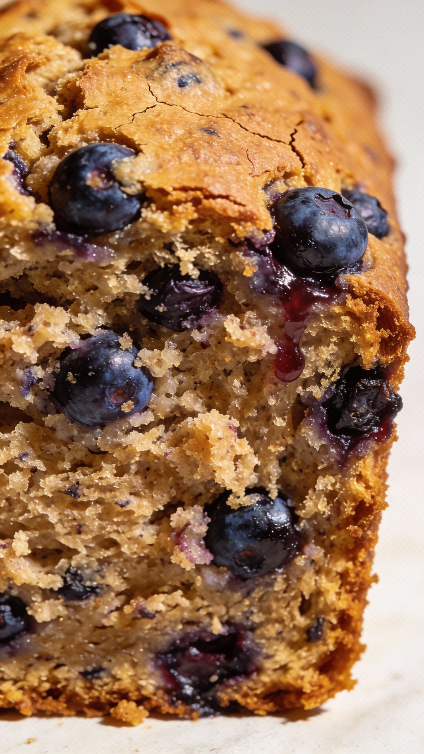 Keto blueberry breakfast loaf crumb texture with visible berries
