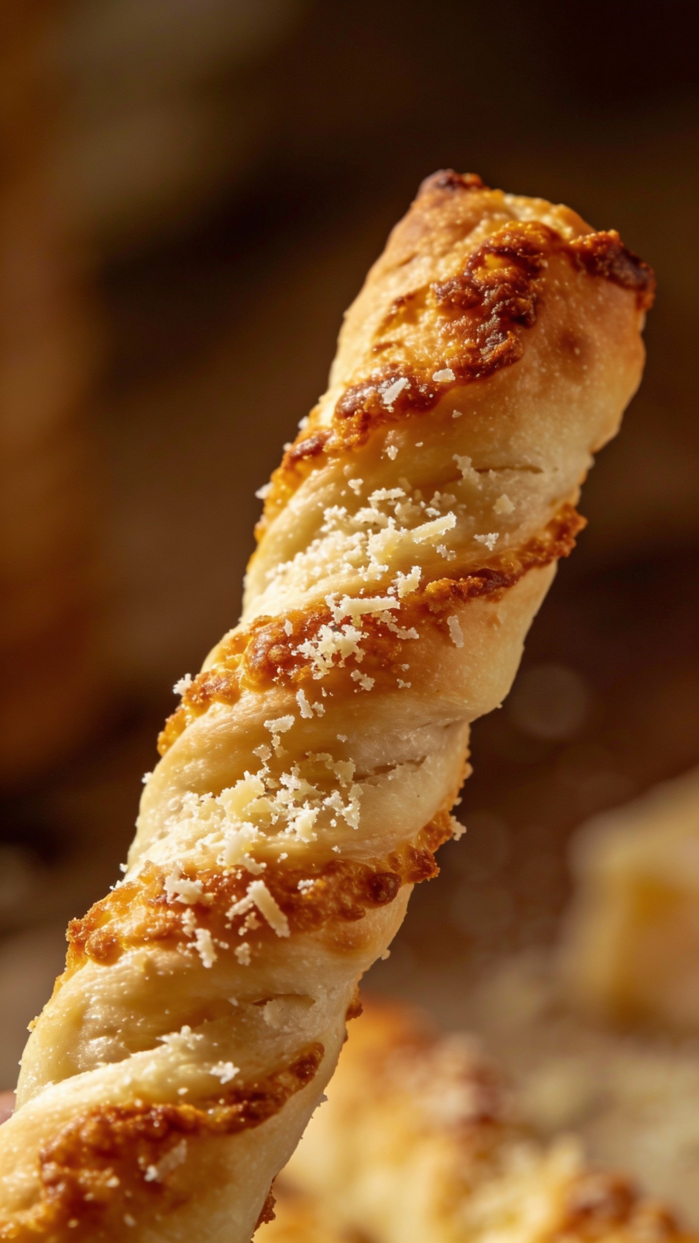 single fathead dough breadstick, golden edges, sprinkled parmesan