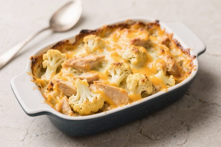 Cheesy Cauliflower & Chicken Casserole – Cozy, Creamy, and Weeknight Friendly