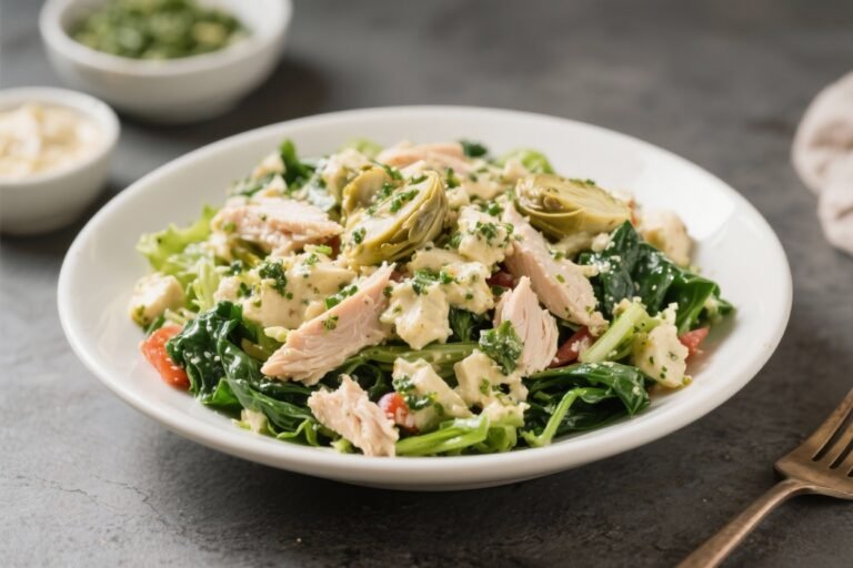 Spinach Artichoke Low Carb Chicken Salad – Creamy, Savory, and Satisfying