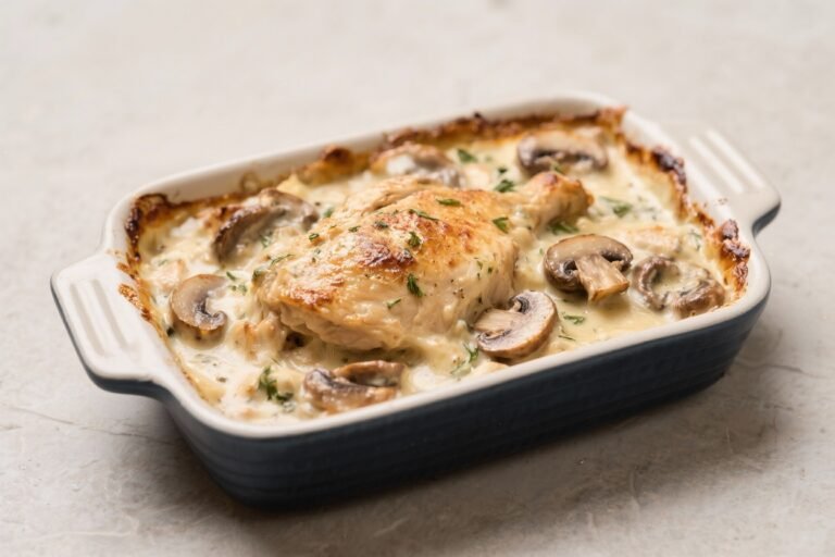 Creamy Mushroom Chicken Bake – Comforting, Easy, and Satisfying