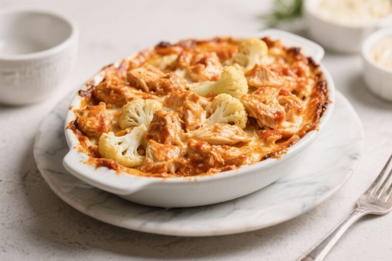 Buffalo Chicken Cauliflower Casserole – Spicy, Creamy, and Easy Comfort Food