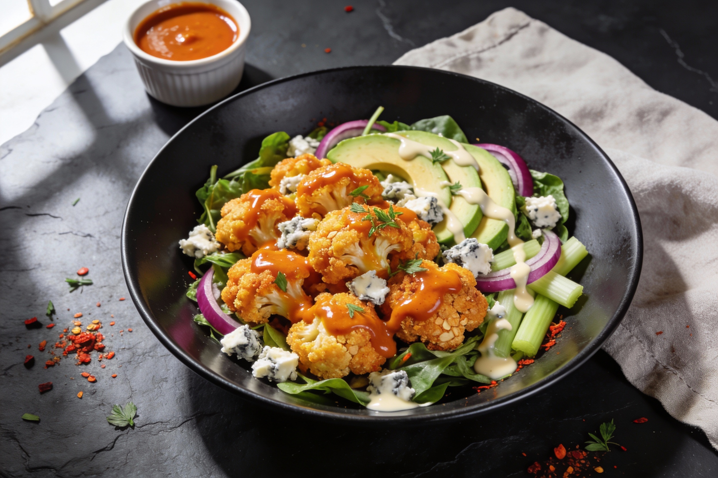 Crispy Buffalo Cauliflower Keto Salad That Actually Slaps